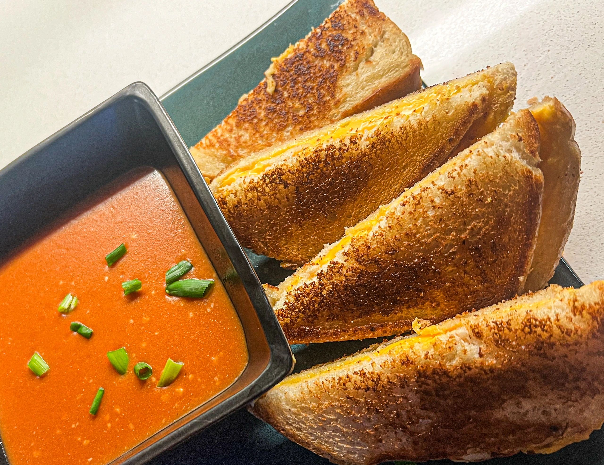 Grilled cheese sandwich with tomato soup